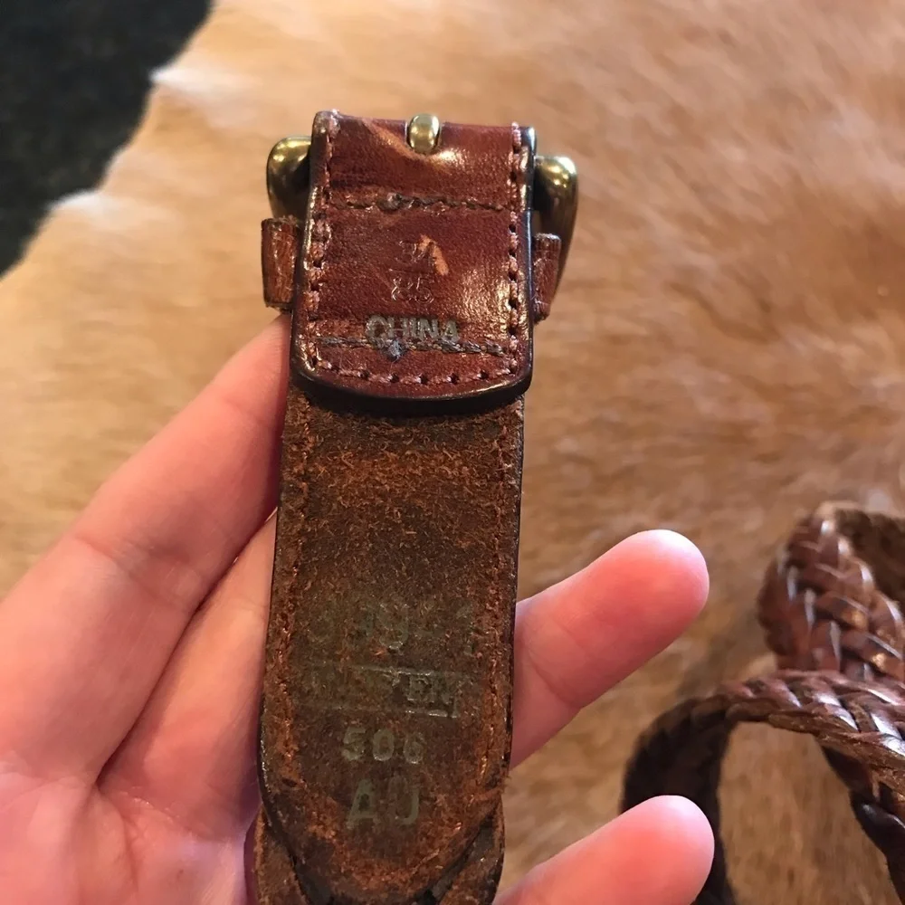 Land's End genuine leather cognac brown belt